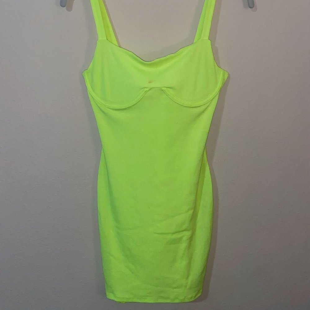 Windsor Neon Yellow Bodycon Dress - Size M